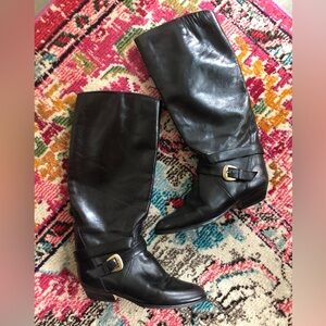 Black Leather Knee-High Boots